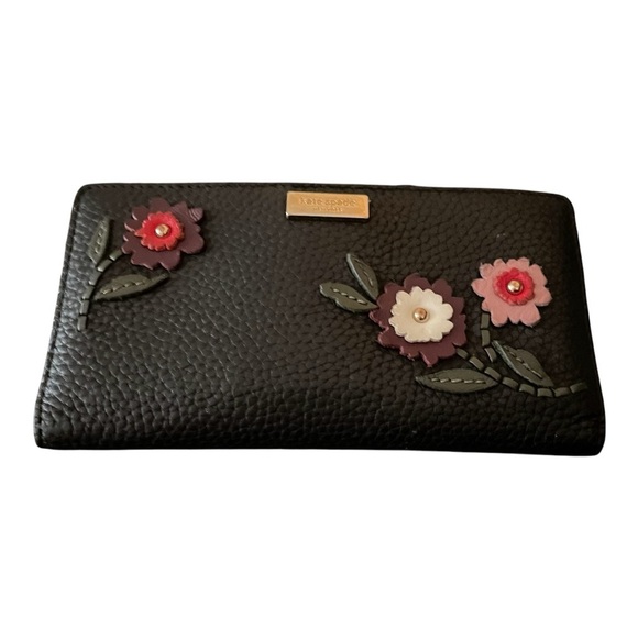 Kate Spade Rare Laurel Way Pebbled Leather Floral Cutout Flowers EUC RARE - Picture 1 of 5